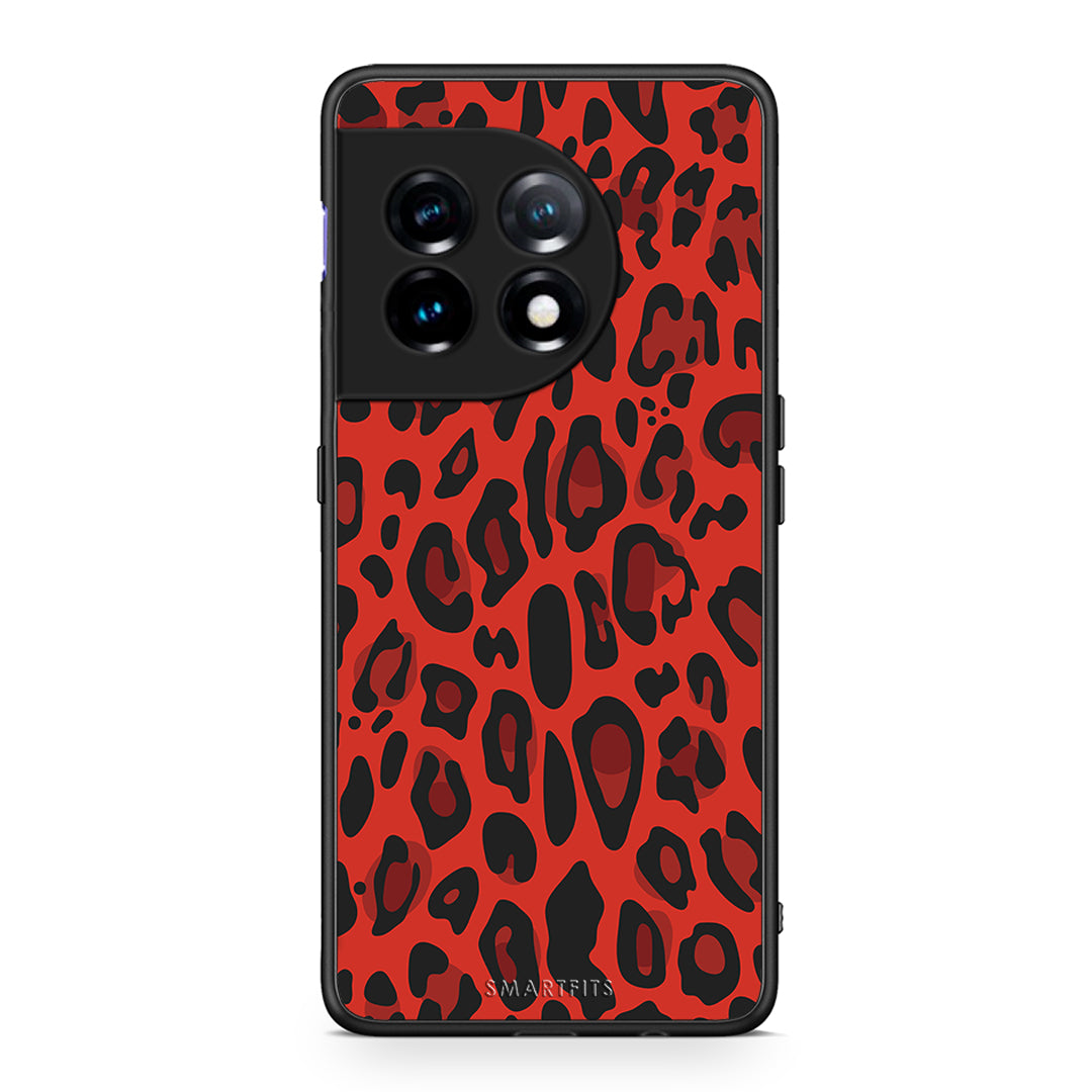 Θήκη OnePlus 11R / ACE 2 5G Animal Red Leopard από τη Smartfits με σχέδιο στο πίσω μέρος και μαύρο περίβλημα | OnePlus 11R / ACE 2 5G Animal Red Leopard Case with Colorful Back and Black Bezels