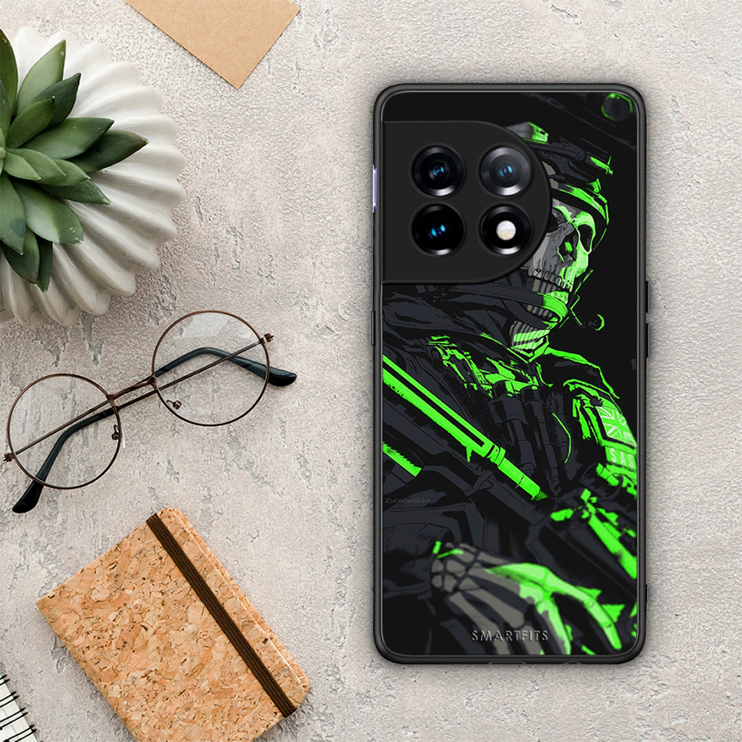 Θήκη OnePlus 11 5G Green Soldier από τη Smartfits με σχέδιο στο πίσω μέρος και μαύρο περίβλημα | OnePlus 11 5G Green Soldier Case with Colorful Back and Black Bezels