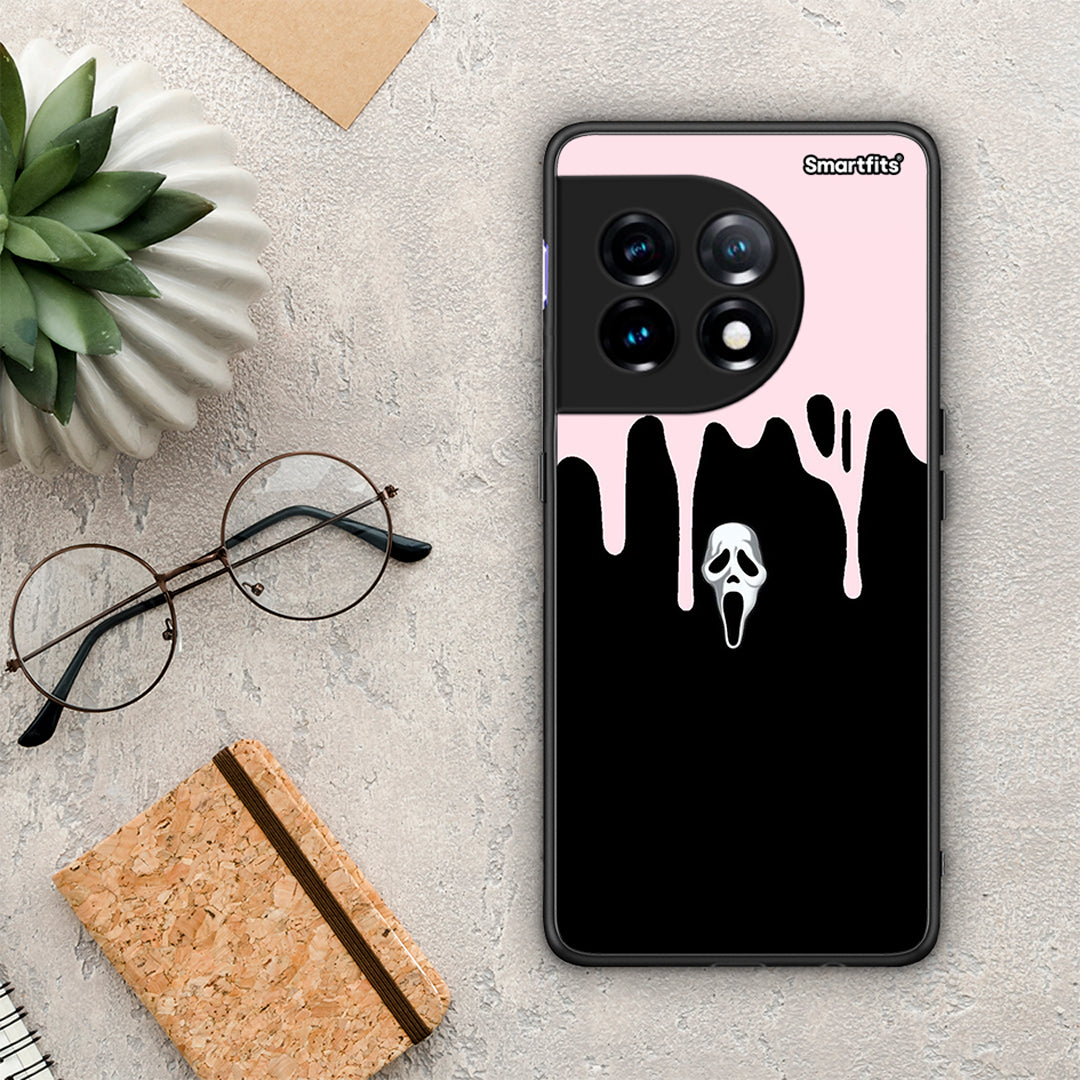 Θήκη OnePlus 11R / ACE 2 5G Melting Halloween Mask από τη Smartfits με σχέδιο στο πίσω μέρος και μαύρο περίβλημα | OnePlus 11R / ACE 2 5G Melting Halloween Mask Case with Colorful Back and Black Bezels