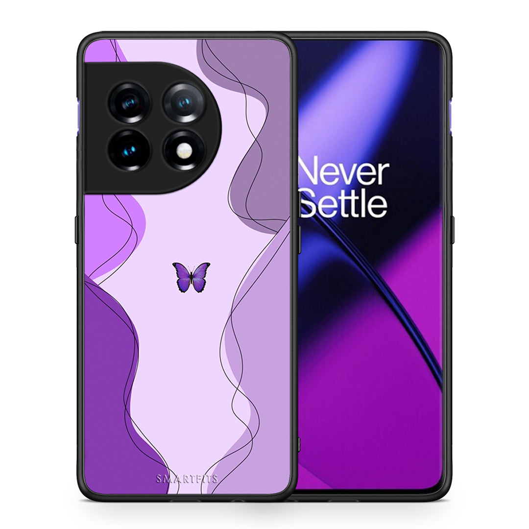 Θήκη OnePlus 11R / ACE 2 5G Purple Mariposa από τη Smartfits με σχέδιο στο πίσω μέρος και μαύρο περίβλημα | OnePlus 11R / ACE 2 5G Purple Mariposa Case with Colorful Back and Black Bezels