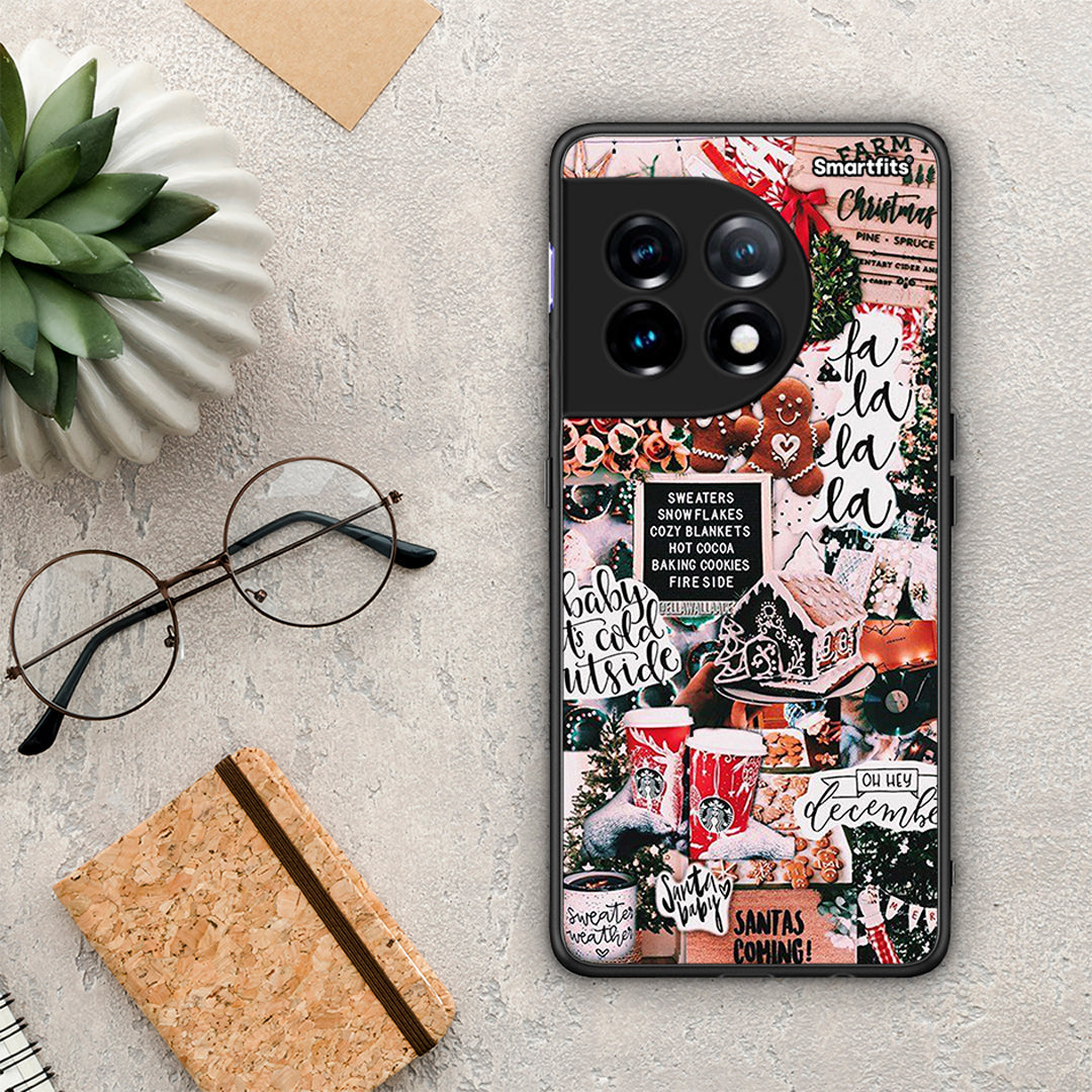 Θήκη OnePlus 11 5G Xmas Habbits από τη Smartfits με σχέδιο στο πίσω μέρος και μαύρο περίβλημα | OnePlus 11 5G Xmas Habbits Case with Colorful Back and Black Bezels