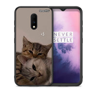 Thumbnail for Θήκη OnePlus 7 Cats In Love από τη Smartfits με σχέδιο στο πίσω μέρος και μαύρο περίβλημα | OnePlus 7 Cats In Love case with colorful back and black bezels