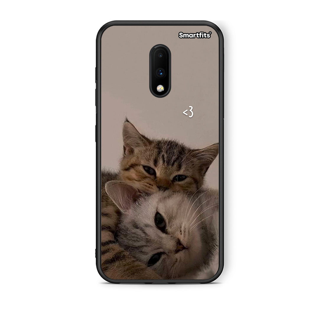 OnePlus 7 Cats In Love Θήκη από τη Smartfits με σχέδιο στο πίσω μέρος και μαύρο περίβλημα | Smartphone case with colorful back and black bezels by Smartfits