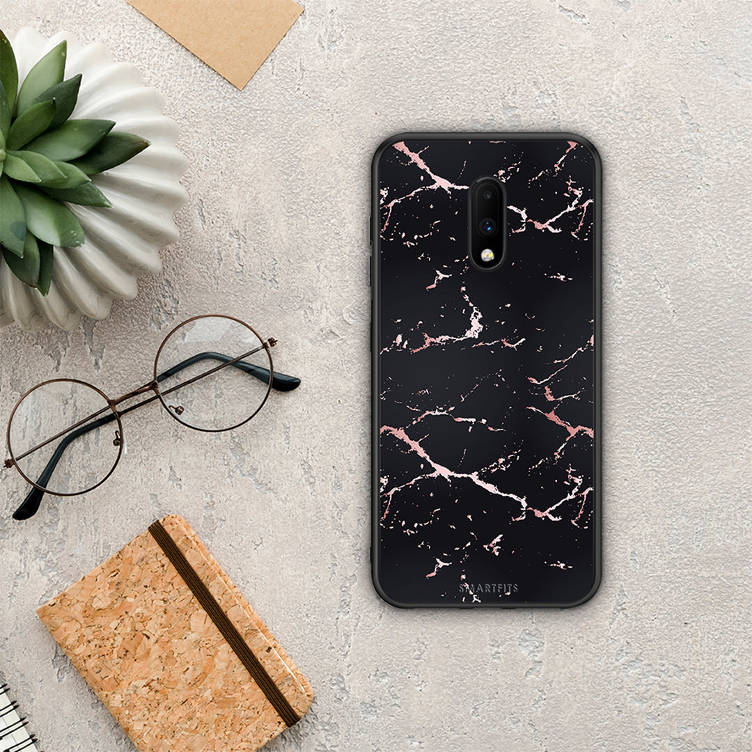 Marble Black Rosegold - OnePlus 7 θήκη