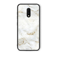 Thumbnail for OnePlus 7 White Gold Marble θήκη από τη Smartfits με σχέδιο στο πίσω μέρος και μαύρο περίβλημα | Smartphone case with colorful back and black bezels by Smartfits