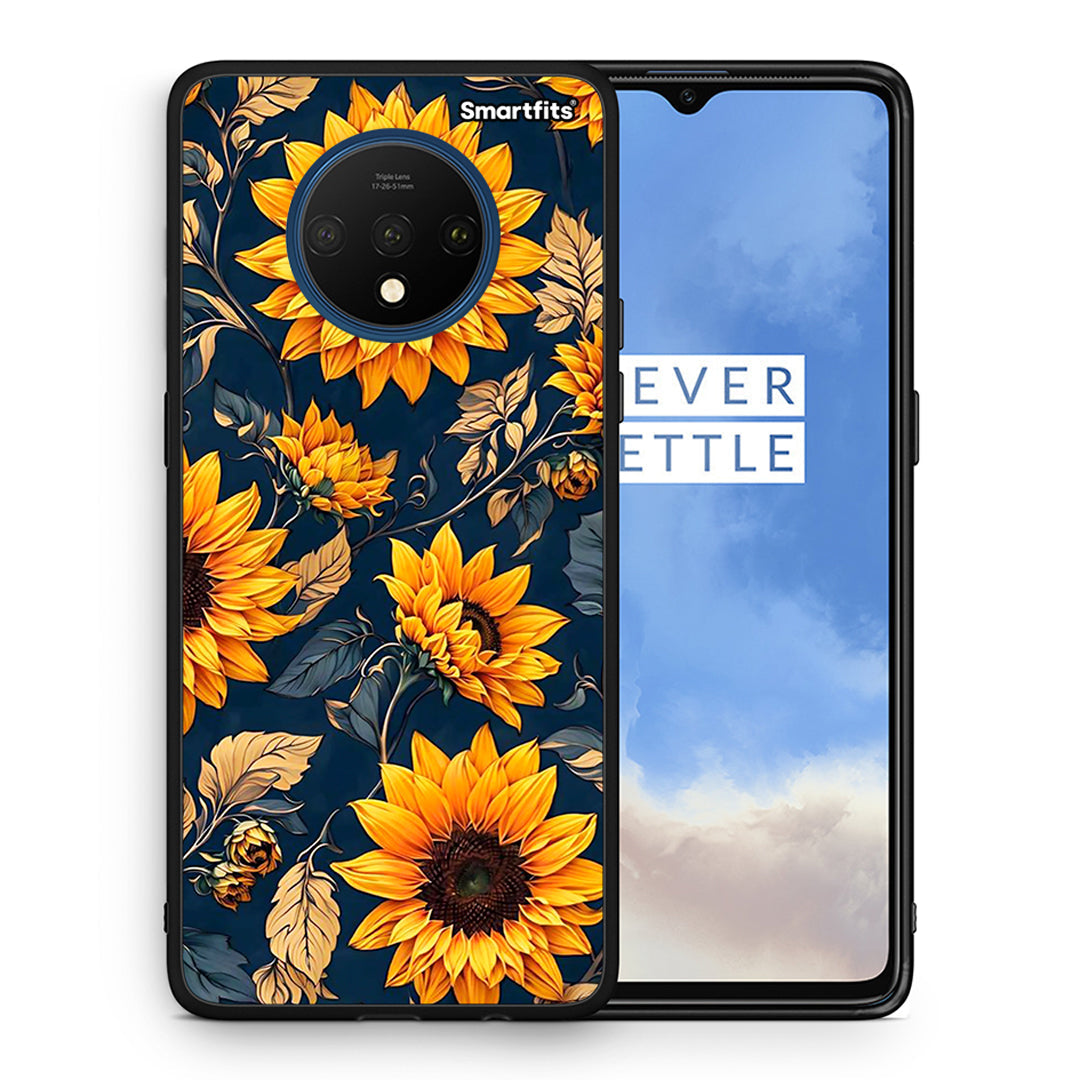 Θήκη OnePlus 7T Autumn Sunflowers από τη Smartfits με σχέδιο στο πίσω μέρος και μαύρο περίβλημα | OnePlus 7T Autumn Sunflowers case with colorful back and black bezels
