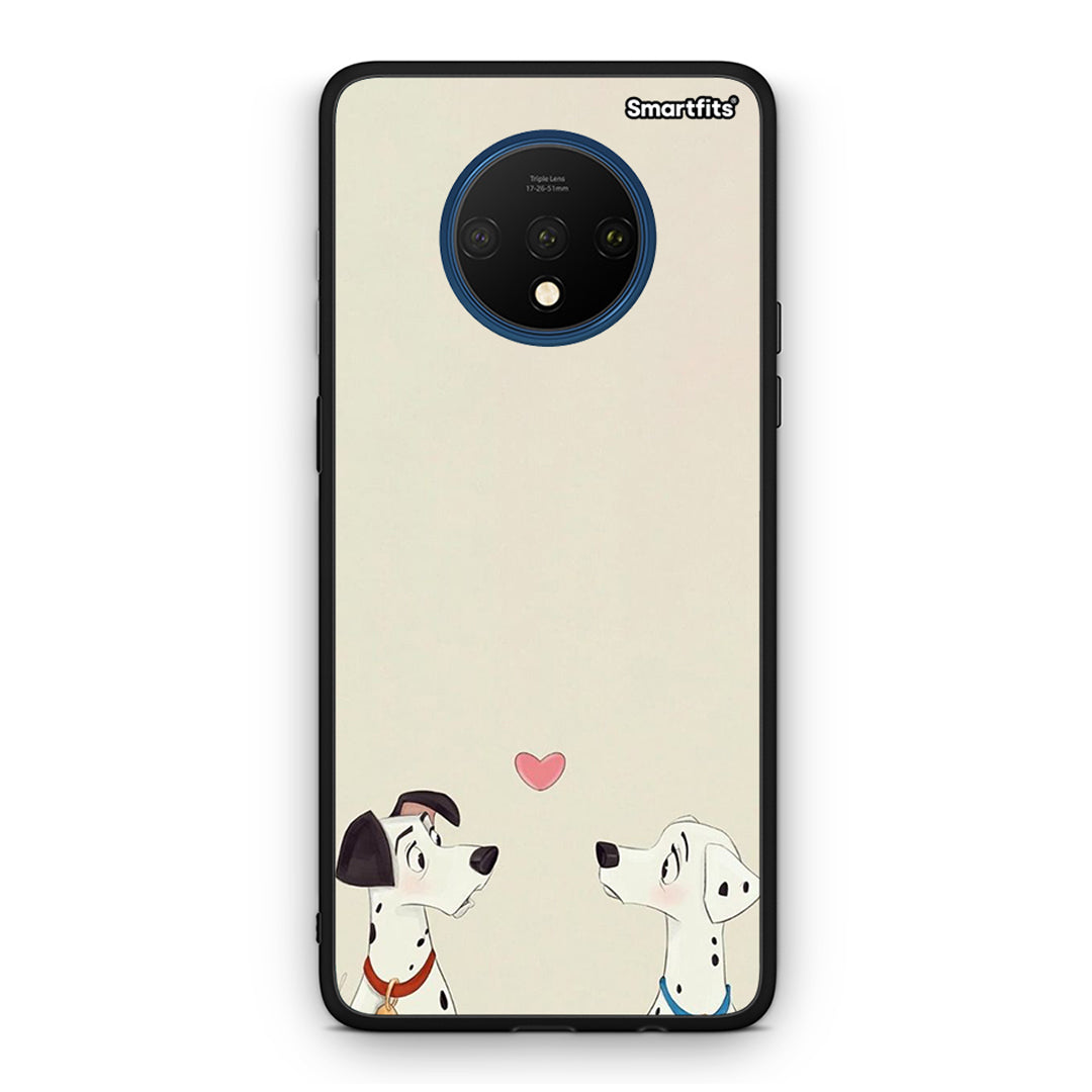 OnePlus 7T Dalmatians Love θήκη από τη Smartfits με σχέδιο στο πίσω μέρος και μαύρο περίβλημα | Smartphone case with colorful back and black bezels by Smartfits