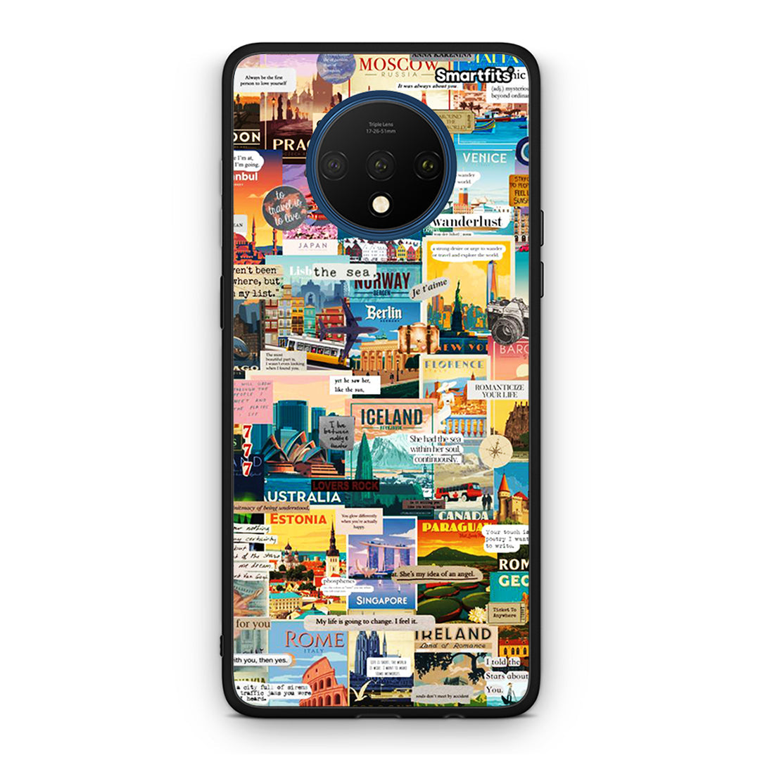 OnePlus 7T Live To Travel θήκη από τη Smartfits με σχέδιο στο πίσω μέρος και μαύρο περίβλημα | Smartphone case with colorful back and black bezels by Smartfits