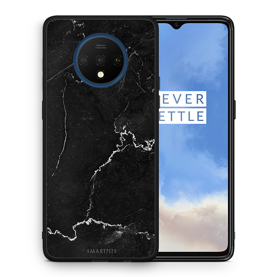 Θήκη OnePlus 7T Marble Black από τη Smartfits με σχέδιο στο πίσω μέρος και μαύρο περίβλημα | OnePlus 7T Marble Black case with colorful back and black bezels