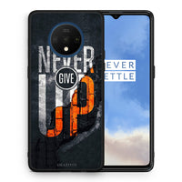 Thumbnail for Θήκη Αγίου Βαλεντίνου OnePlus 7T Never Give Up από τη Smartfits με σχέδιο στο πίσω μέρος και μαύρο περίβλημα | OnePlus 7T Never Give Up case with colorful back and black bezels