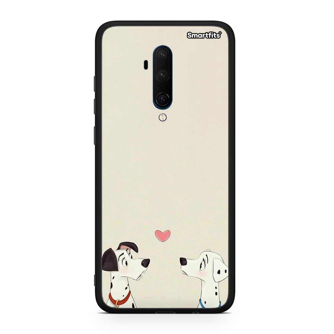 OnePlus 7T Pro Dalmatians Love θήκη από τη Smartfits με σχέδιο στο πίσω μέρος και μαύρο περίβλημα | Smartphone case with colorful back and black bezels by Smartfits