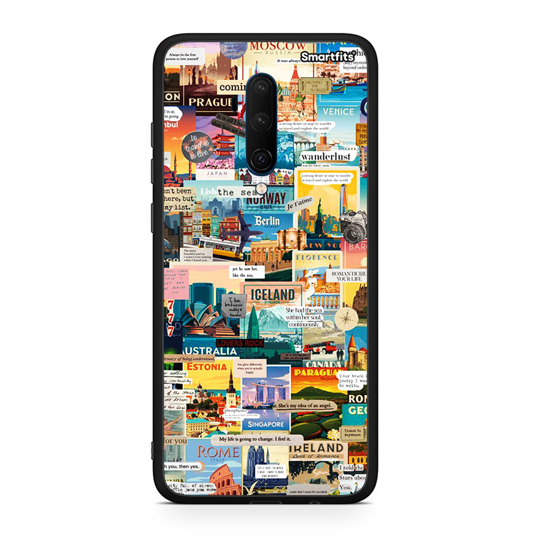 OnePlus 7T Pro Live To Travel θήκη από τη Smartfits με σχέδιο στο πίσω μέρος και μαύρο περίβλημα | Smartphone case with colorful back and black bezels by Smartfits