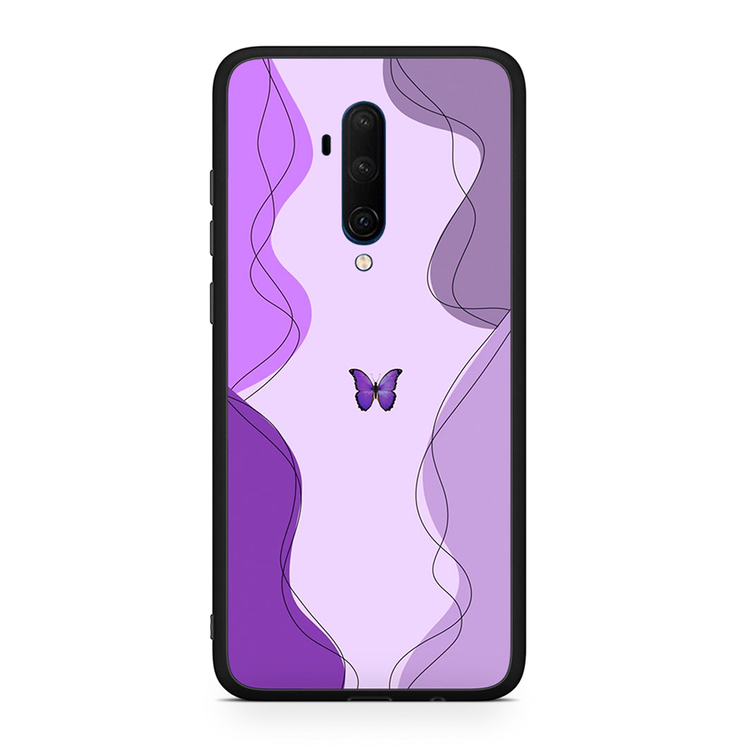OnePlus 7T Pro Purple Mariposa Θήκη Αγίου Βαλεντίνου από τη Smartfits με σχέδιο στο πίσω μέρος και μαύρο περίβλημα | Smartphone case with colorful back and black bezels by Smartfits