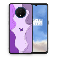 Thumbnail for Θήκη Αγίου Βαλεντίνου OnePlus 7T Purple Mariposa από τη Smartfits με σχέδιο στο πίσω μέρος και μαύρο περίβλημα | OnePlus 7T Purple Mariposa case with colorful back and black bezels