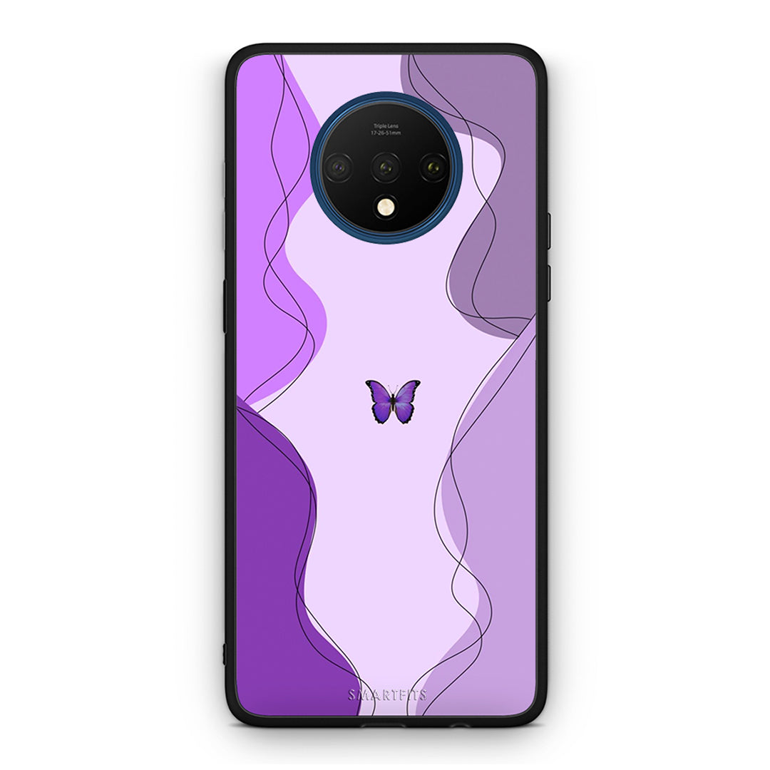 OnePlus 7T Purple Mariposa Θήκη Αγίου Βαλεντίνου από τη Smartfits με σχέδιο στο πίσω μέρος και μαύρο περίβλημα | Smartphone case with colorful back and black bezels by Smartfits