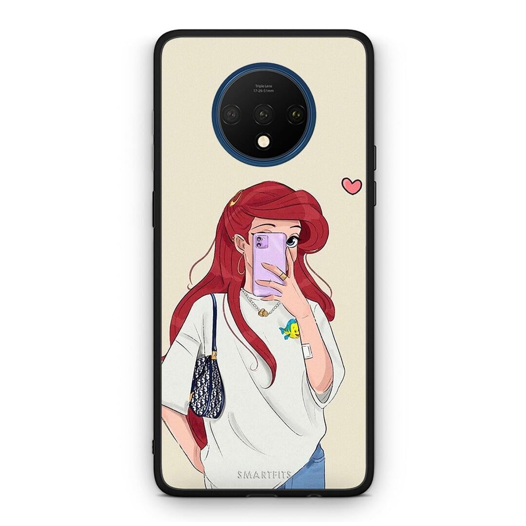 OnePlus 7T Walking Mermaid Θήκη από τη Smartfits με σχέδιο στο πίσω μέρος και μαύρο περίβλημα | Smartphone case with colorful back and black bezels by Smartfits