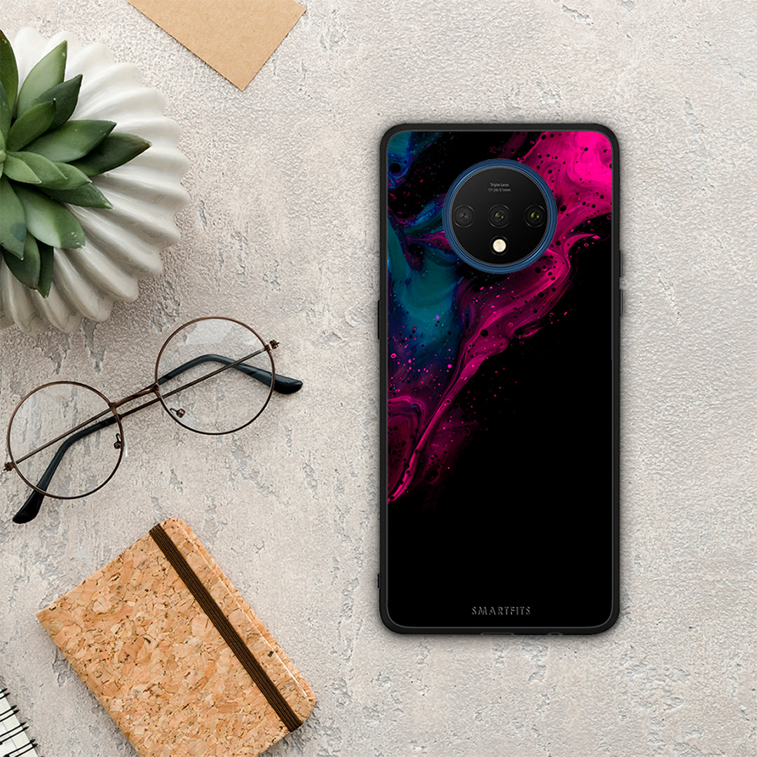 Watercolor Pink Black - OnePlus 7T θήκη