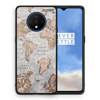 Thumbnail for Θήκη OnePlus 7T World Map από τη Smartfits με σχέδιο στο πίσω μέρος και μαύρο περίβλημα | OnePlus 7T World Map case with colorful back and black bezels