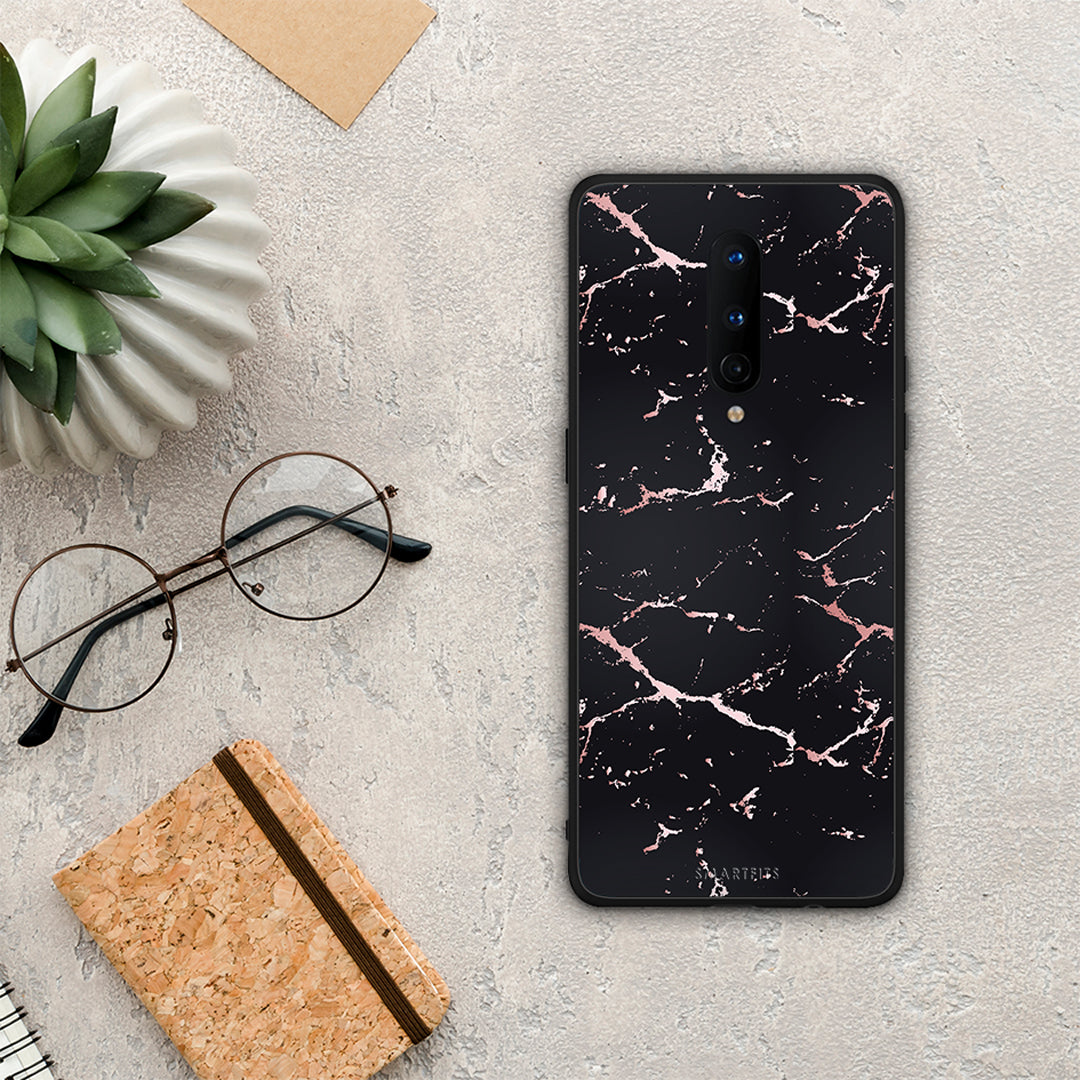Marble Black Rosegold - OnePlus 8 θήκη