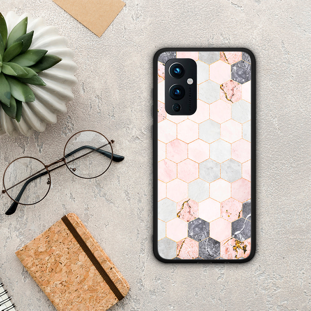Marble Hexagon Pink - OnePlus 9 θήκη