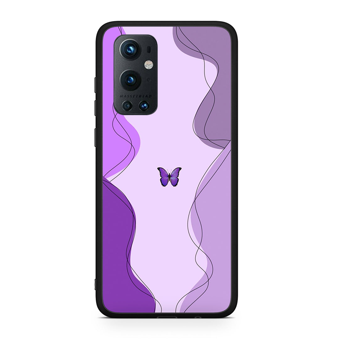 OnePlus 9 Pro Purple Mariposa Θήκη Αγίου Βαλεντίνου από τη Smartfits με σχέδιο στο πίσω μέρος και μαύρο περίβλημα | Smartphone case with colorful back and black bezels by Smartfits