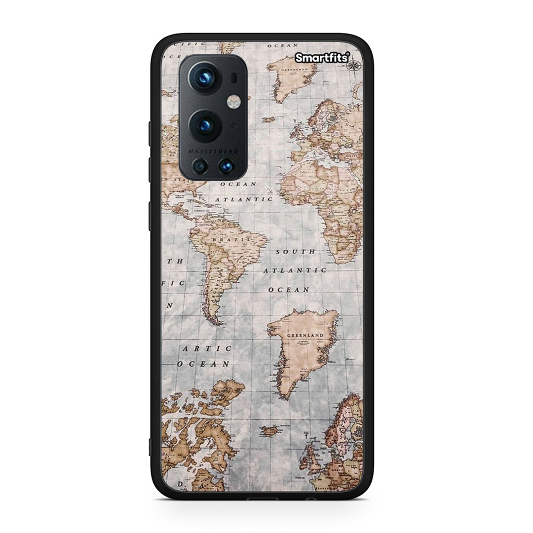 OnePlus 9 Pro World Map Θήκη από τη Smartfits με σχέδιο στο πίσω μέρος και μαύρο περίβλημα | Smartphone case with colorful back and black bezels by Smartfits