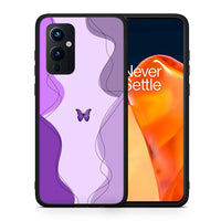 Thumbnail for Θήκη Αγίου Βαλεντίνου OnePlus 9 Purple Mariposa από τη Smartfits με σχέδιο στο πίσω μέρος και μαύρο περίβλημα | OnePlus 9 Purple Mariposa case with colorful back and black bezels