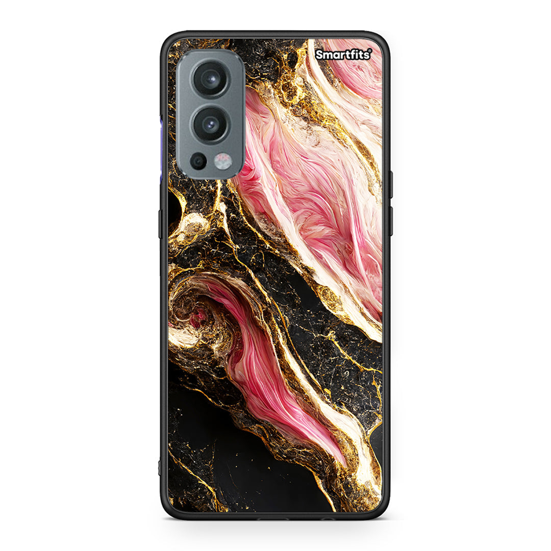 OnePlus Nord 2 5G Glamorous Pink Marble θήκη από τη Smartfits με σχέδιο στο πίσω μέρος και μαύρο περίβλημα | Smartphone case with colorful back and black bezels by Smartfits
