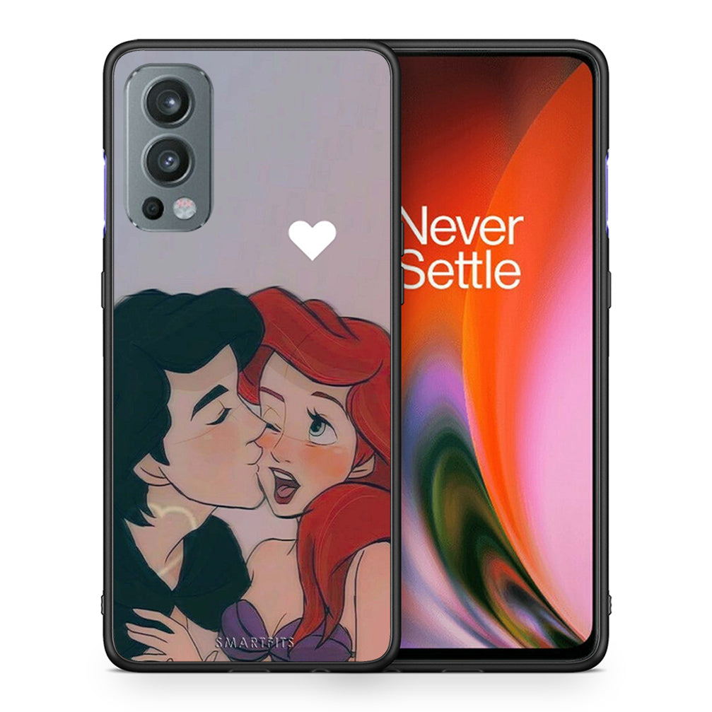 Θήκη Αγίου Βαλεντίνου OnePlus Nord 2 5G Mermaid Love από τη Smartfits με σχέδιο στο πίσω μέρος και μαύρο περίβλημα | OnePlus Nord 2 5G Mermaid Love case with colorful back and black bezels