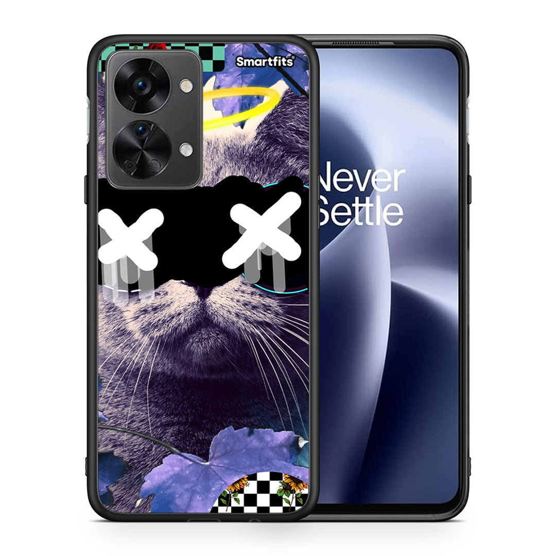 Θήκη OnePlus Nord 2T Cat Collage από τη Smartfits με σχέδιο στο πίσω μέρος και μαύρο περίβλημα | OnePlus Nord 2T Cat Collage case with colorful back and black bezels