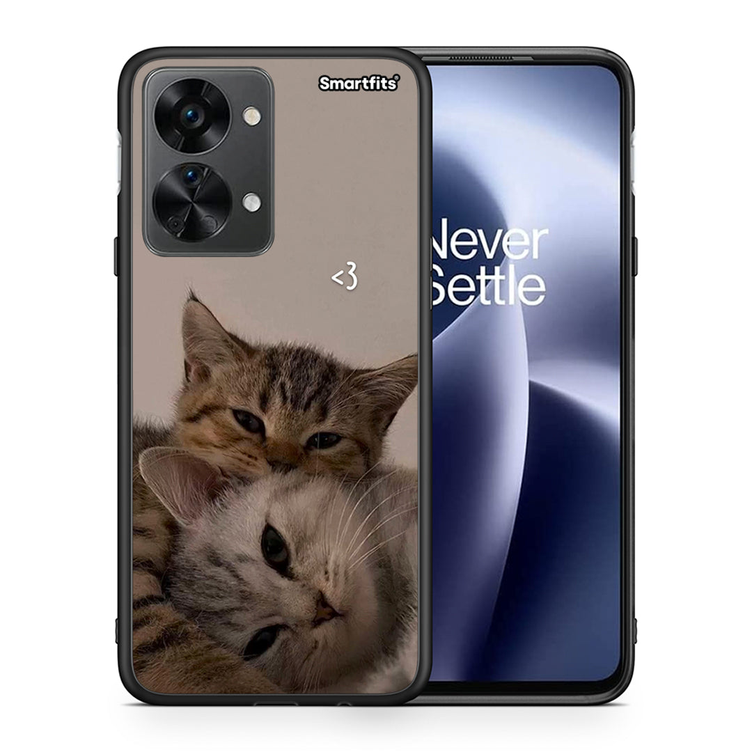Θήκη OnePlus Nord 2T Cats In Love από τη Smartfits με σχέδιο στο πίσω μέρος και μαύρο περίβλημα | OnePlus Nord 2T Cats In Love case with colorful back and black bezels