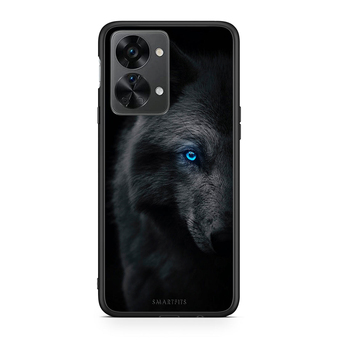 OnePlus Nord 2T Dark Wolf θήκη από τη Smartfits με σχέδιο στο πίσω μέρος και μαύρο περίβλημα | Smartphone case with colorful back and black bezels by Smartfits