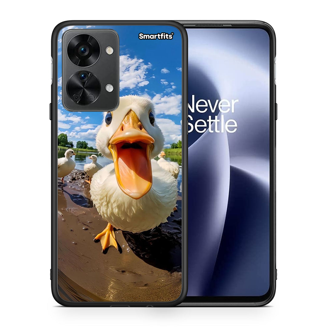 Θήκη OnePlus Nord 2T Duck Face από τη Smartfits με σχέδιο στο πίσω μέρος και μαύρο περίβλημα | OnePlus Nord 2T Duck Face case with colorful back and black bezels