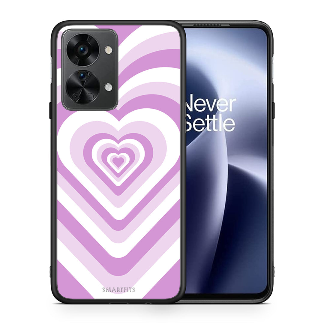 Θήκη OnePlus Nord 2T Lilac Hearts από τη Smartfits με σχέδιο στο πίσω μέρος και μαύρο περίβλημα | OnePlus Nord 2T Lilac Hearts case with colorful back and black bezels
