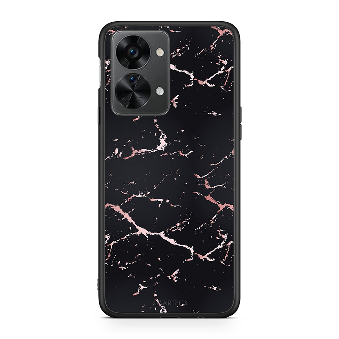 4 - OnePlus Nord 2T Black Rosegold Marble case, cover, bumper