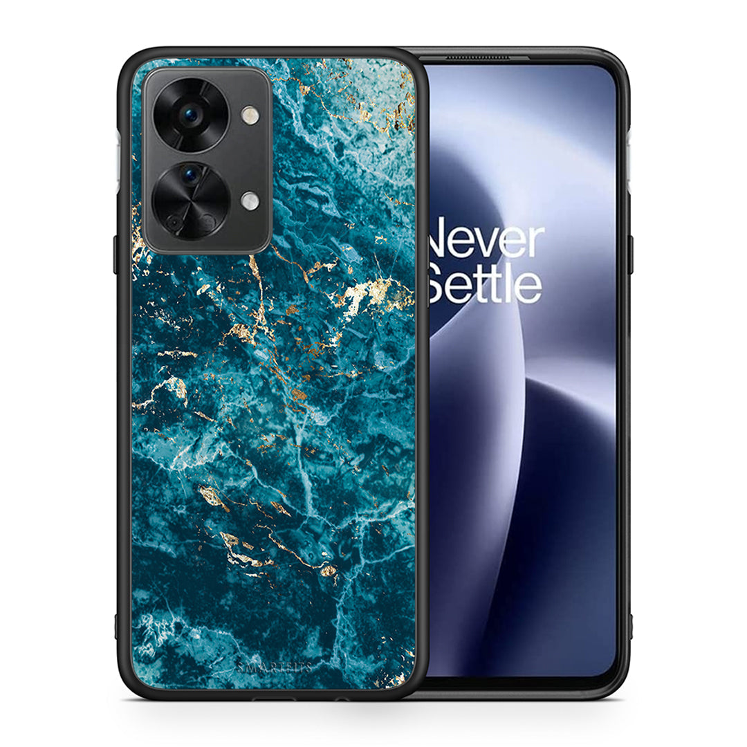 Θήκη OnePlus Nord 2T Marble Blue από τη Smartfits με σχέδιο στο πίσω μέρος και μαύρο περίβλημα | OnePlus Nord 2T Marble Blue case with colorful back and black bezels