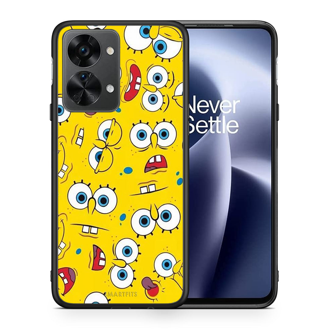 Θήκη OnePlus Nord 2T Sponge PopArt από τη Smartfits με σχέδιο στο πίσω μέρος και μαύρο περίβλημα | OnePlus Nord 2T Sponge PopArt case with colorful back and black bezels