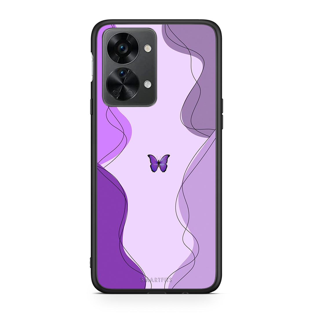 OnePlus Nord 2T Purple Mariposa Θήκη Αγίου Βαλεντίνου από τη Smartfits με σχέδιο στο πίσω μέρος και μαύρο περίβλημα | Smartphone case with colorful back and black bezels by Smartfits