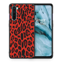 Thumbnail for Θήκη OnePlus Nord 5G Red Leopard Animal από τη Smartfits με σχέδιο στο πίσω μέρος και μαύρο περίβλημα | OnePlus Nord 5G Red Leopard Animal case with colorful back and black bezels