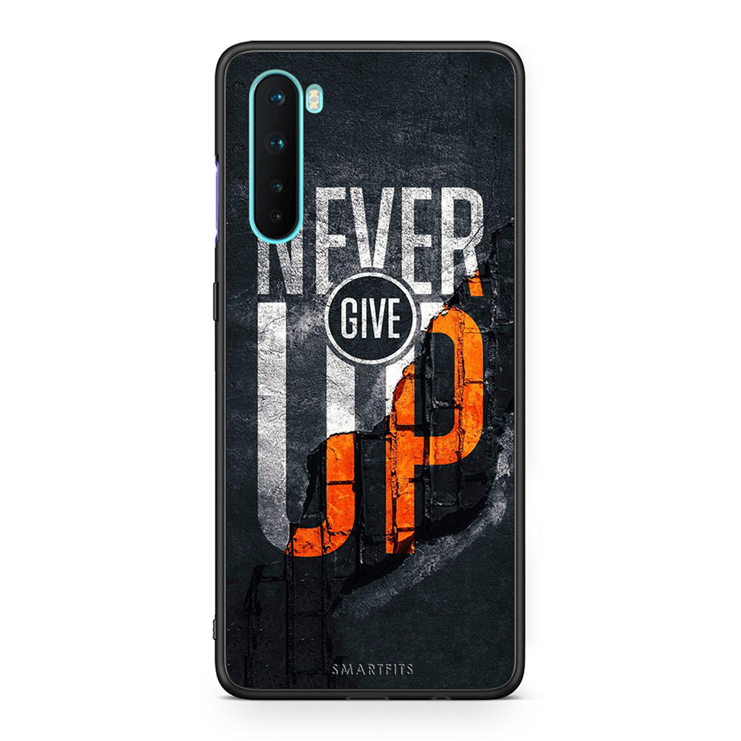 OnePlus Nord 5G Never Give Up Θήκη Αγίου Βαλεντίνου από τη Smartfits με σχέδιο στο πίσω μέρος και μαύρο περίβλημα | Smartphone case with colorful back and black bezels by Smartfits