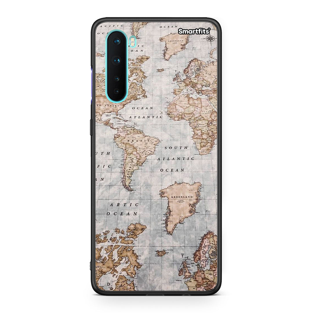 OnePlus Nord 5G World Map Θήκη από τη Smartfits με σχέδιο στο πίσω μέρος και μαύρο περίβλημα | Smartphone case with colorful back and black bezels by Smartfits