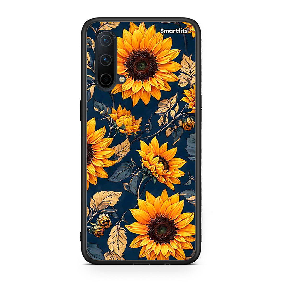 OnePlus Nord CE 5G Autumn Sunflowers Θήκη από τη Smartfits με σχέδιο στο πίσω μέρος και μαύρο περίβλημα | Smartphone case with colorful back and black bezels by Smartfits