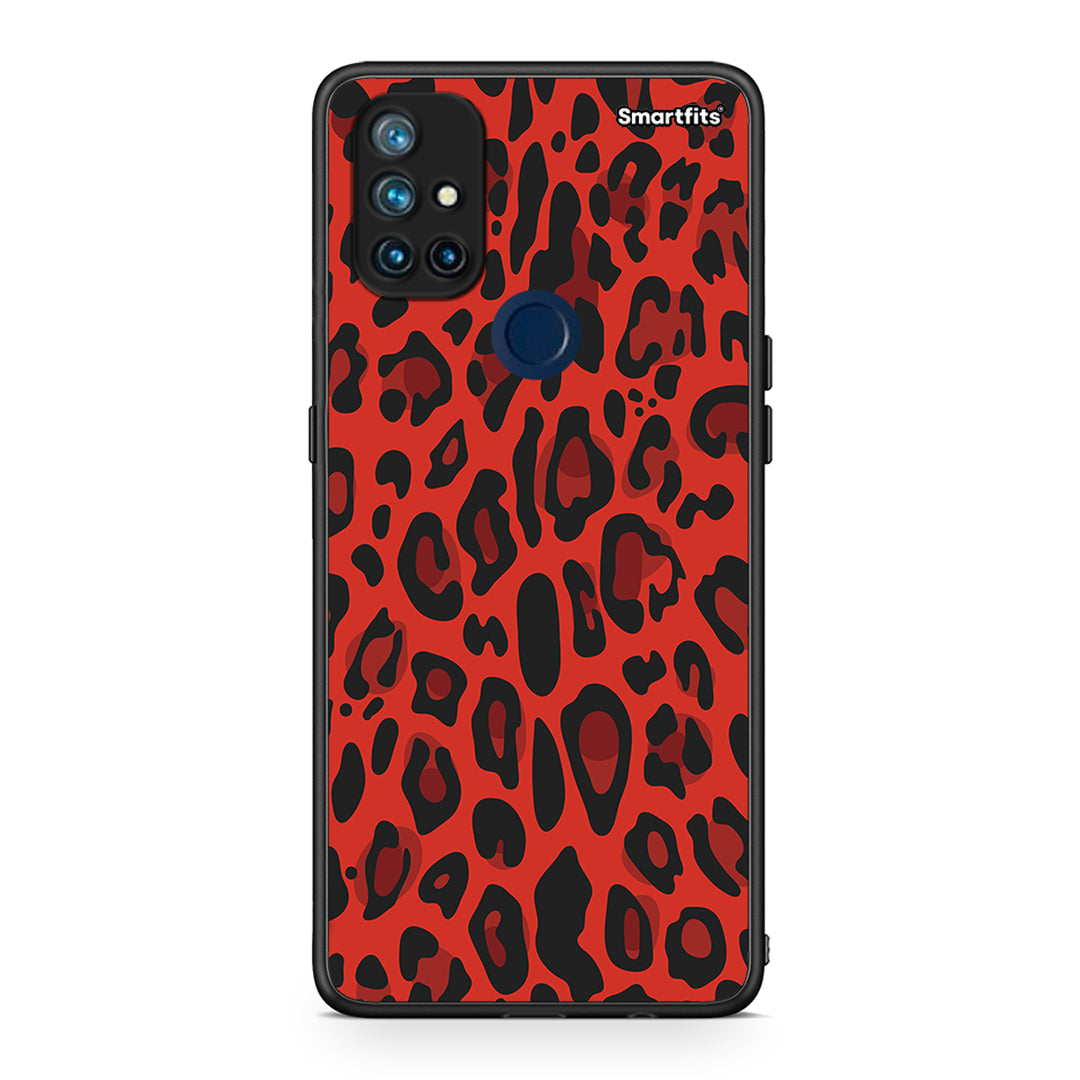 4 - OnePlus Nord N10 5G Red Leopard Animal case, cover, bumper