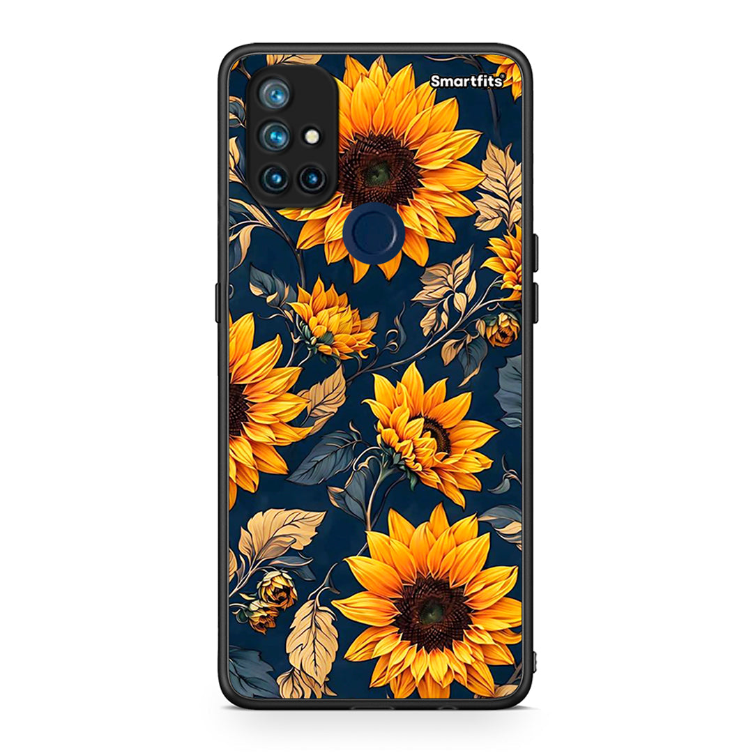 OnePlus Nord N10 5G Autumn Sunflowers Θήκη από τη Smartfits με σχέδιο στο πίσω μέρος και μαύρο περίβλημα | Smartphone case with colorful back and black bezels by Smartfits