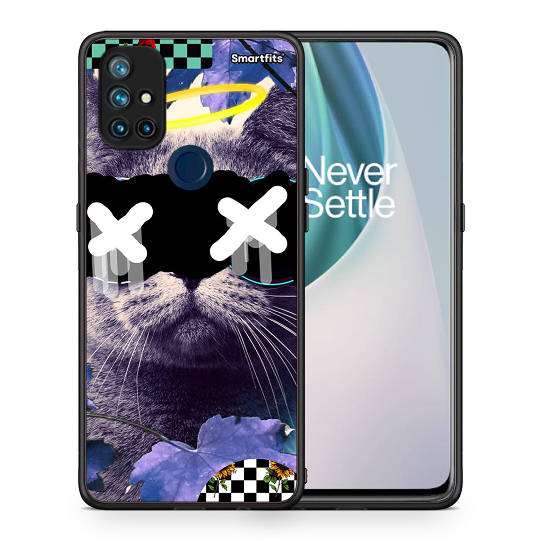 Θήκη OnePlus Nord N10 5G Cat Collage από τη Smartfits με σχέδιο στο πίσω μέρος και μαύρο περίβλημα | OnePlus Nord N10 5G Cat Collage case with colorful back and black bezels