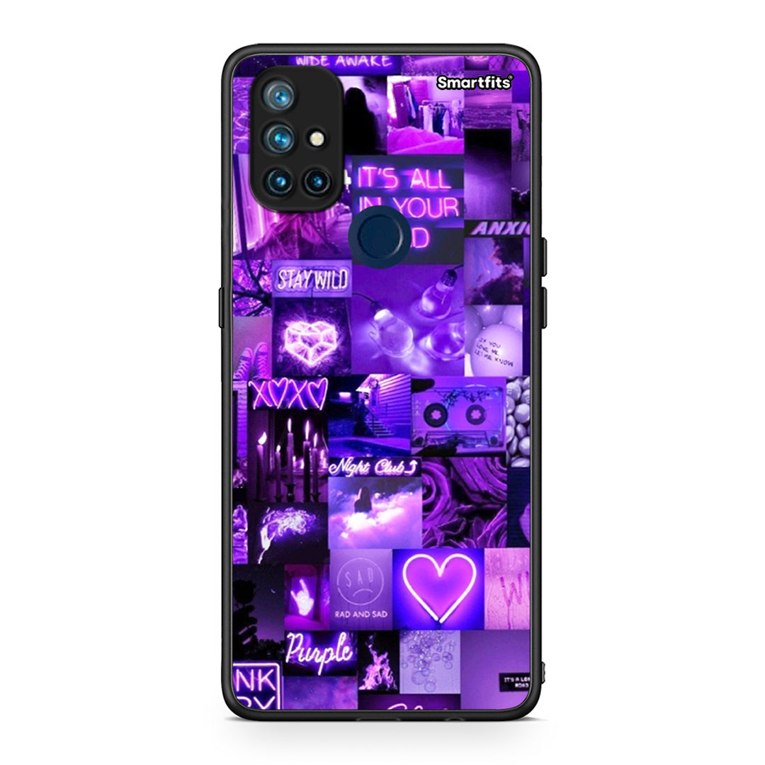 OnePlus Nord N10 5G Collage Stay Wild Θήκη Αγίου Βαλεντίνου από τη Smartfits με σχέδιο στο πίσω μέρος και μαύρο περίβλημα | Smartphone case with colorful back and black bezels by Smartfits
