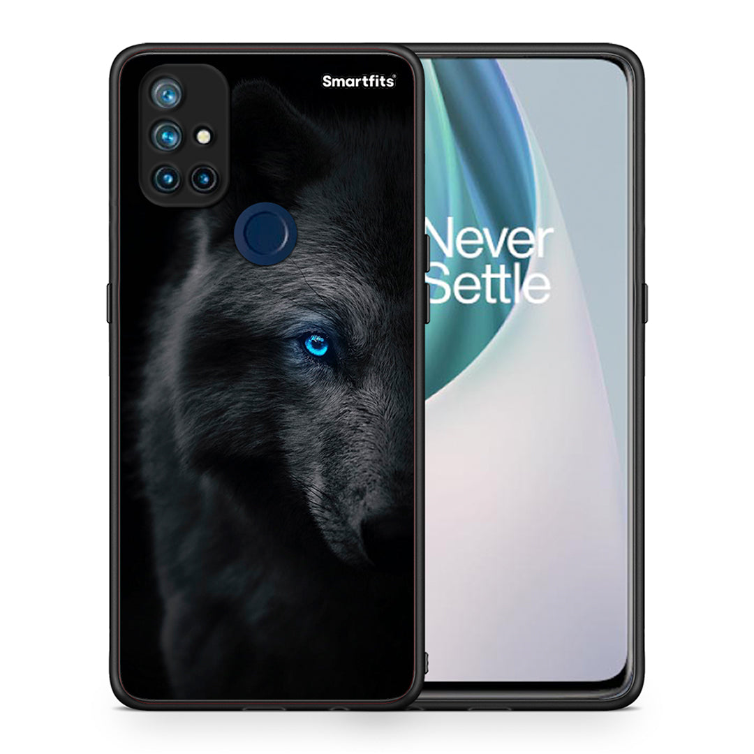 Θήκη OnePlus Nord N10 5G Dark Wolf από τη Smartfits με σχέδιο στο πίσω μέρος και μαύρο περίβλημα | OnePlus Nord N10 5G Dark Wolf case with colorful back and black bezels