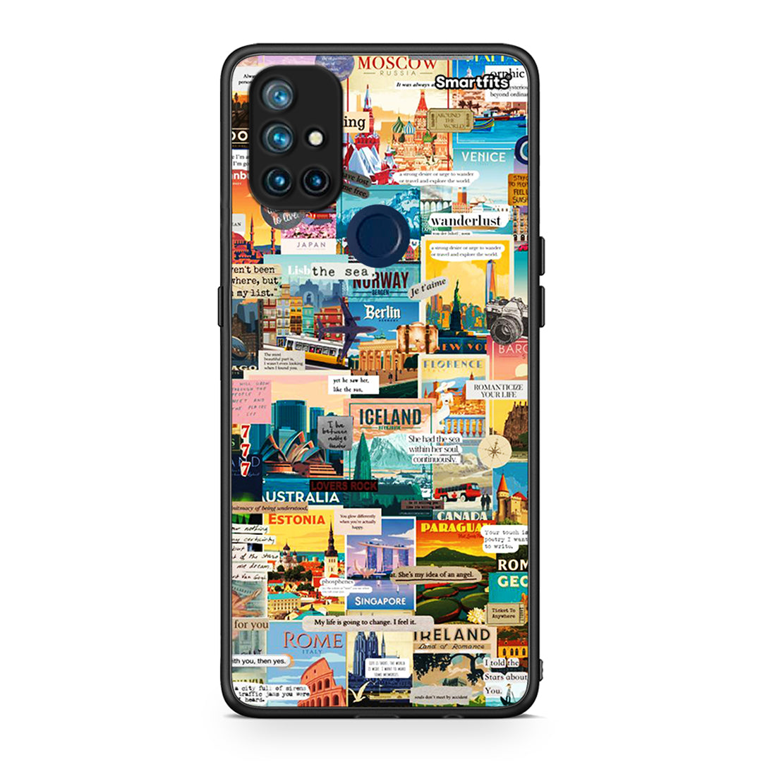 OnePlus Nord N10 5G Live To Travel θήκη από τη Smartfits με σχέδιο στο πίσω μέρος και μαύρο περίβλημα | Smartphone case with colorful back and black bezels by Smartfits