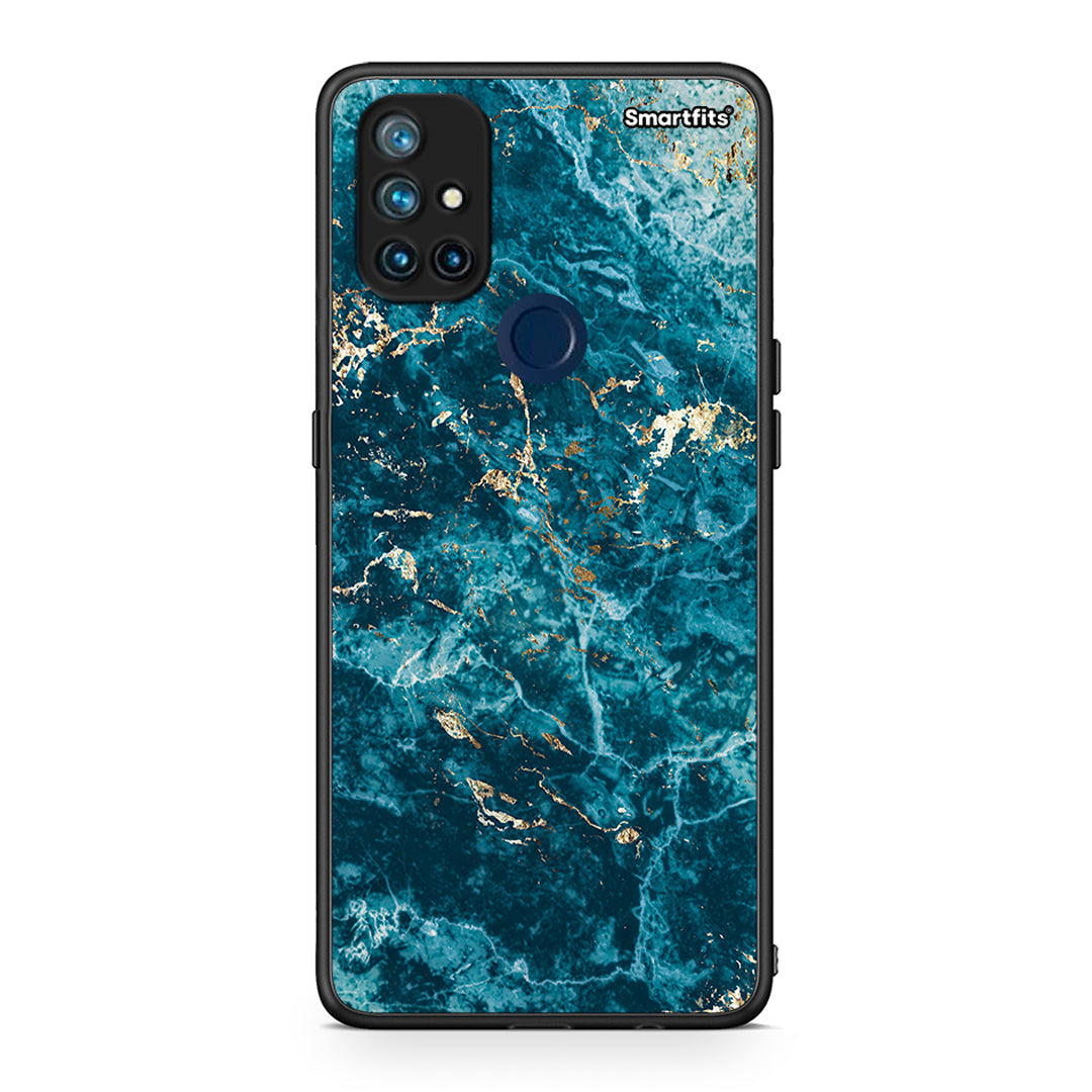 OnePlus Nord N10 5G Marble Blue θήκη από τη Smartfits με σχέδιο στο πίσω μέρος και μαύρο περίβλημα | Smartphone case with colorful back and black bezels by Smartfits