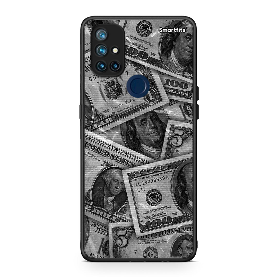 OnePlus Nord N10 5G Money Dollars θήκη από τη Smartfits με σχέδιο στο πίσω μέρος και μαύρο περίβλημα | Smartphone case with colorful back and black bezels by Smartfits